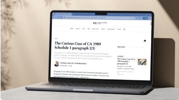New Financial Remedies Journal blog - The Curious Case of CA 1989 Schedule 1 paragraph 2(3) by Nicholas Allen KC