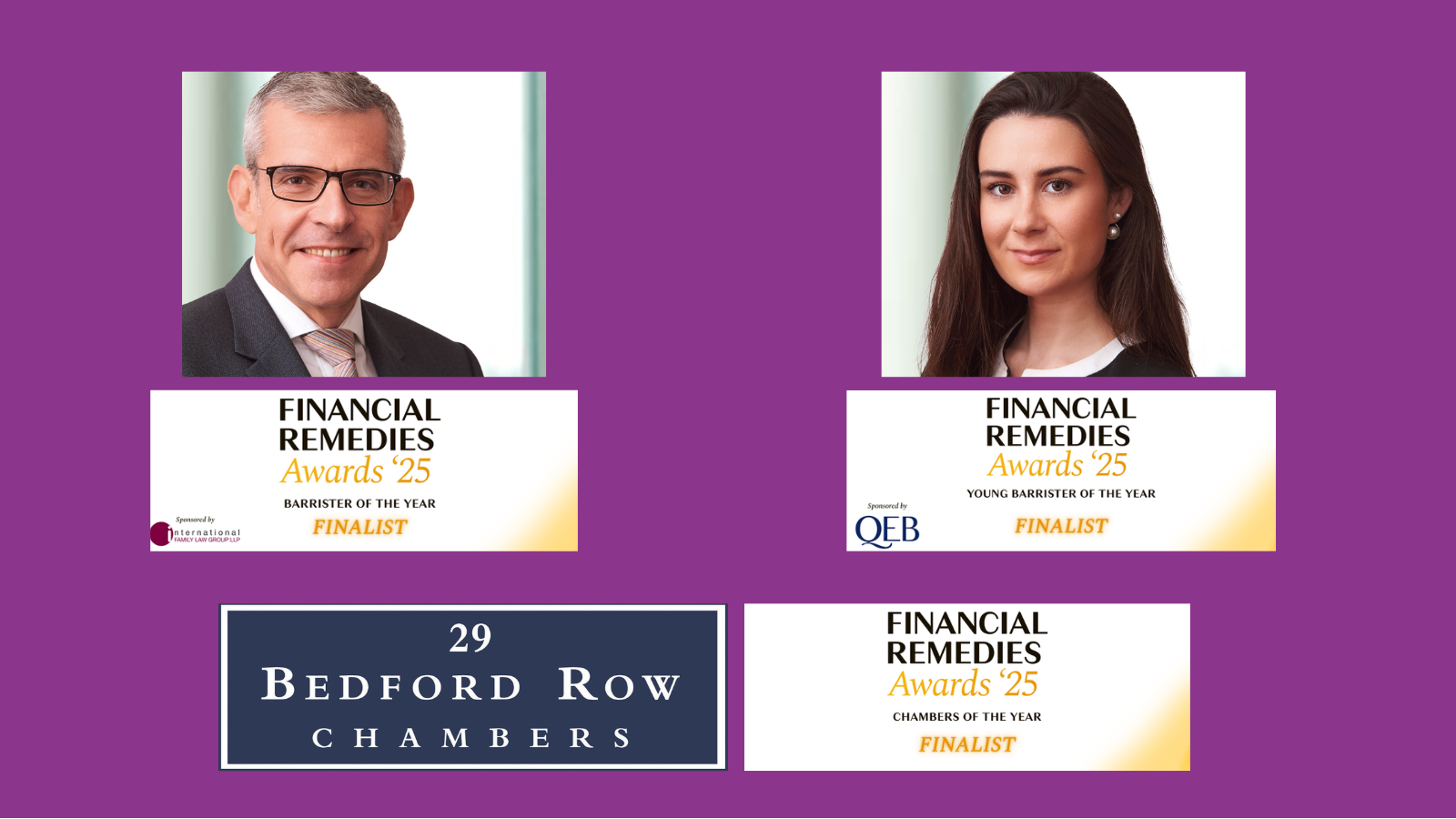 29 Bedford Row shortlisted in three categories in the Class Legal Financial Remedies Awards 2025