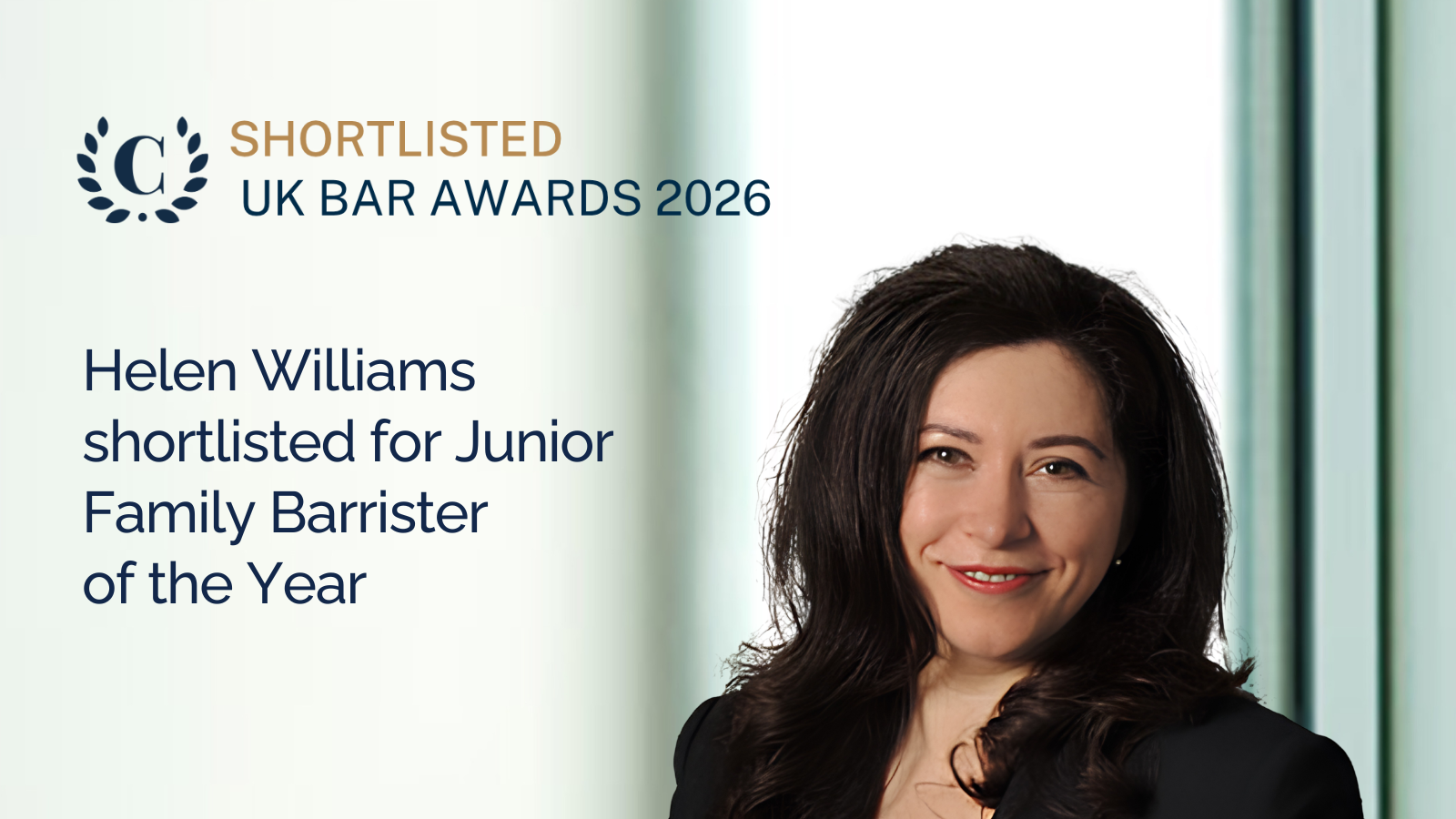 Helen Williams shortlisted as Family Junior of the Year in the Chambers UK Bar Awards 2026