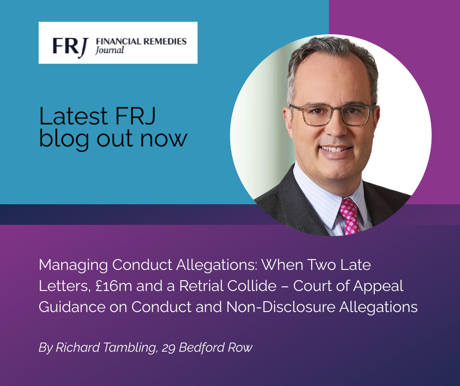 Richard Tambling writes for the Financial Remedies Journal